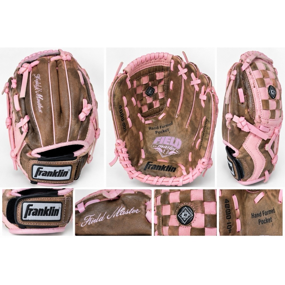 Franklin Field Master 10” Youth Baseball Softball Glove Left Hand Brown Pink